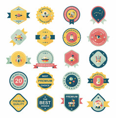 Space badge banner flat design background set, eps10