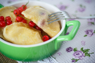 sweet dumplings with cheese and berries