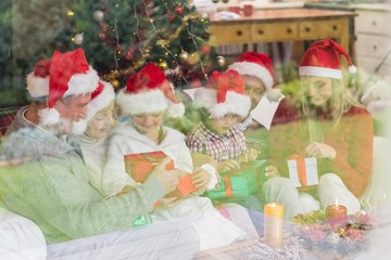 Three generation family celebrating christmas