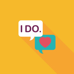 wedding yes i do words flat icon with long shadow,eps10