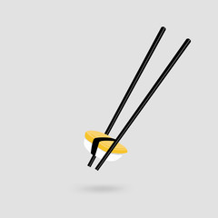 Sushi with chopsticks