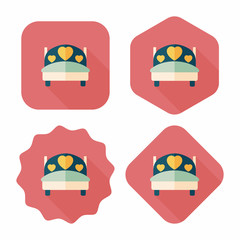 wedding couple bed flat icon with long shadow,eps10