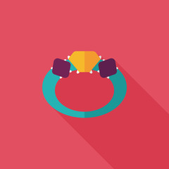 Propose diamond ring flat icon with long shadow,eps10