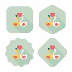 wedding swan flat icon with long shadow,eps10
