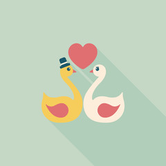 wedding swan flat icon with long shadow,eps10