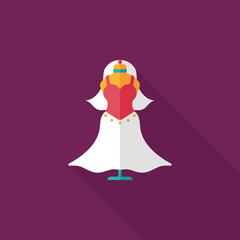 wedding dress flat icon with long shadow,eps10
