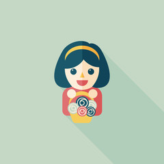 wedding flower girl flat icon with long shadow,eps10