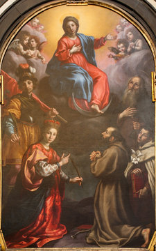 Bergamo -  The paint of Immaculate conception with the saints