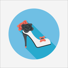 Wedding high-heeled shoes flat icon with long shadow,eps10