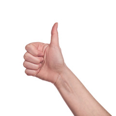 Thumb up sign on white background