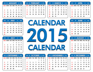 Calendar for the year of 2015
