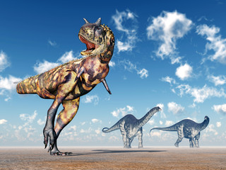 Obraz na płótnie Canvas The Dinosaurs Carnotaurus and Apatosaurus