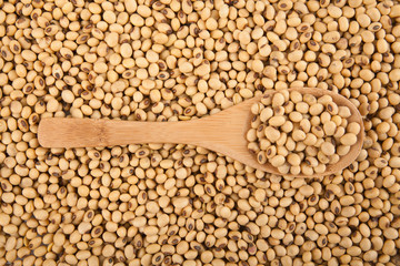 Soybeans with wooden spoon