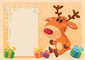 Obraz na płótnie Canvas deer with banner card