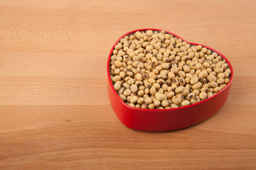 Soybeans in heart shape box