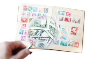 Hobby concept: sale of rare postage stamps