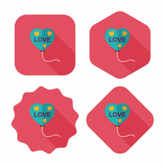 love balloons flat icon with long shadow,eps10