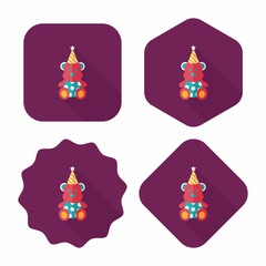 birthday teddy bear flat icon with long shadow,eps10