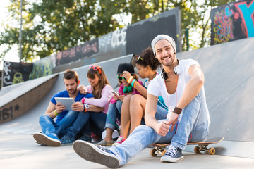 Smiling guy in the skate park