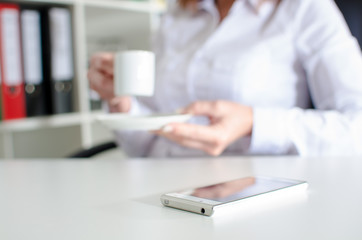 Smartphone on a table during break