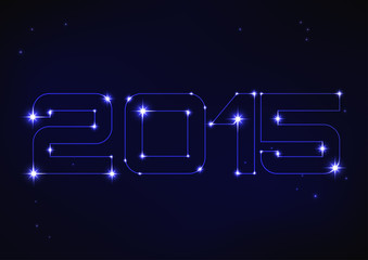 illustration of blue number 2015 in style of constellation