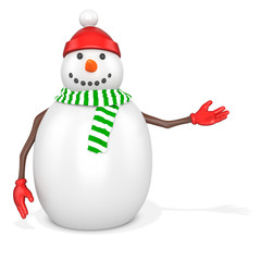 3d snowman with hat and scarf