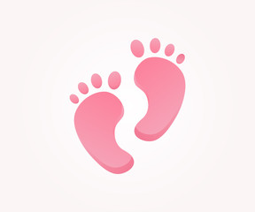 Logo design element. Children, feet, tracks