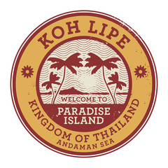 Stamp or label with the name of Koh Lipe Island, vector