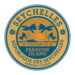 Stamp or label with the name of Seychelles Islands