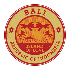 Stamp or label with the name of Bali Island, vector