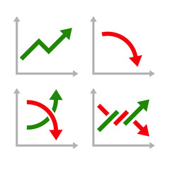 Business Graphic Set with Red and Green Arrows. Vector