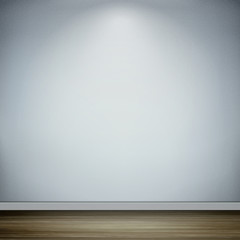 interior scene with empty wall and wooden floor