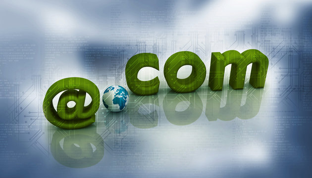 3d illustration of at the rate with com in color background