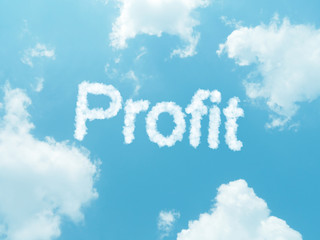 cloud words with design on blue sky background