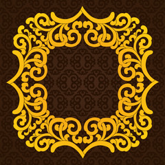 Yellow border, brown seamless ornament.