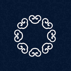 White ornament blue background in east style.