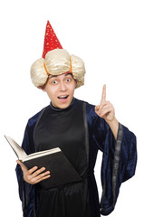 Funny wise wizard isolated on the white