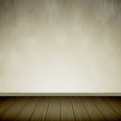 interior scene with empty wall and wooden floor