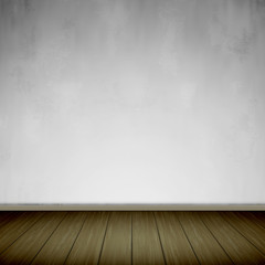 interior scene with empty wall and wooden floor