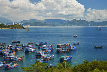 Colorful ships in Vietnam.