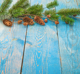 Christmas composition with snow and Christmas decoration