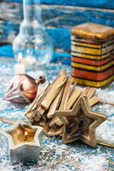 ornaments Christmas and wooden splinters