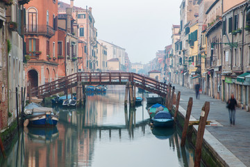 Obraz na płótnie Canvas Venice - Fondamenta San Alvise and canal in morning