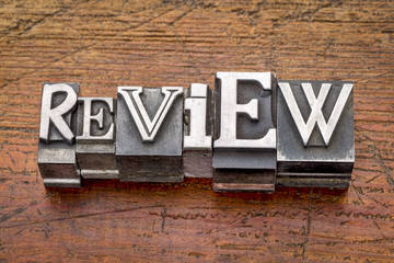 review word in metal type