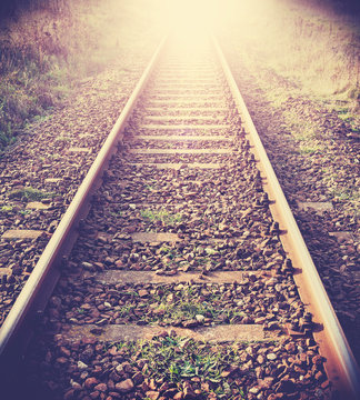 Vintage filtered picture of railway tracks.