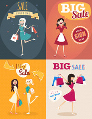 Set of sale posters in retro style