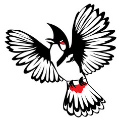 Red-whiskered bulbul is flying in vector