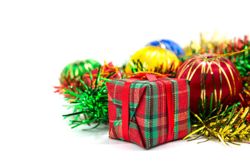 Christmas gift box with christmas balls