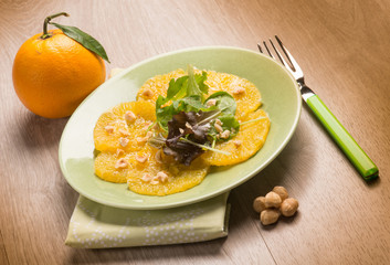 orange carpaccio salad with hazelnut