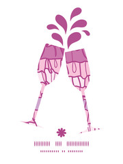 Vector pink ruffle fabric stripes toasting wine glasses